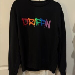 Forever 21 Black Ribbed Collar Crewneck Sweatshirt